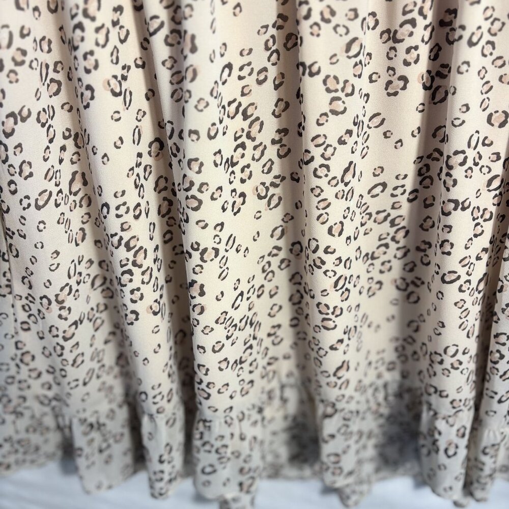 Leopard Print Long-Sleeve Ruffled Dress With Elastic Waist & Flounce Hem Size S - Picture 4 of 11